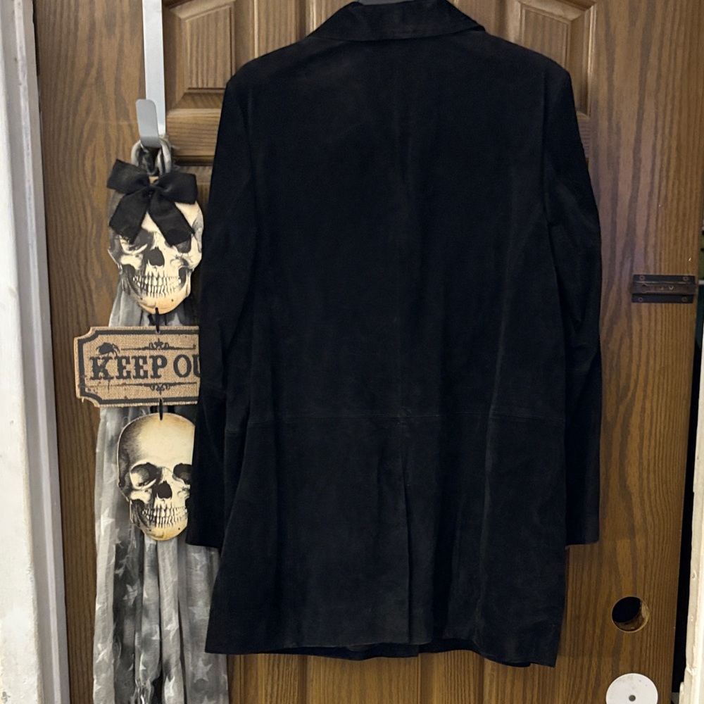 Dennis Basso Black Suede Leather Blazer - Picture 5 of 7